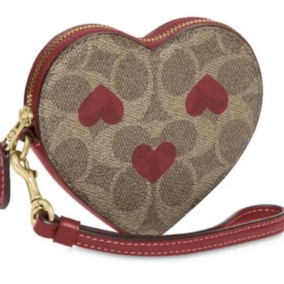 COACH Bags SIGNATURE HEART WRISTLET Coin Purse Wallet Authentic - Picture 2 of 10